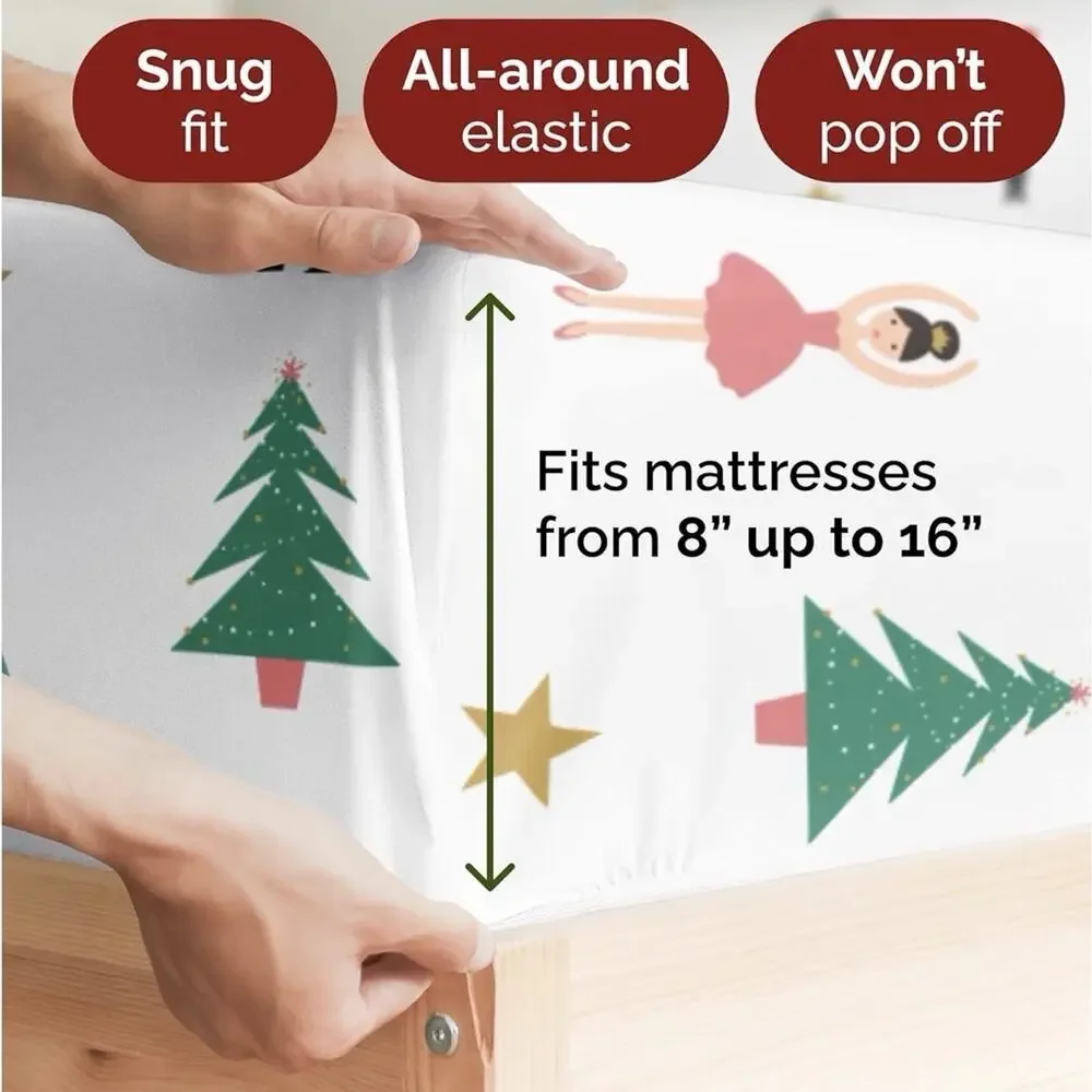4 Pc Queen Christmas Nutcracker Ballet Sheet Set - Holiday Sheet Set New